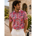 Sunday Swagger Bright Pink Paisley Golf Polo in Pink Multi — Size XL // Preowned