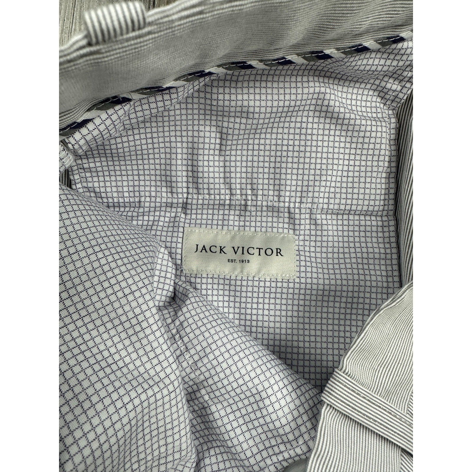 Jack Victor Made in Italy Sage Striped Chino Dress Pants in Gray White — Size 38