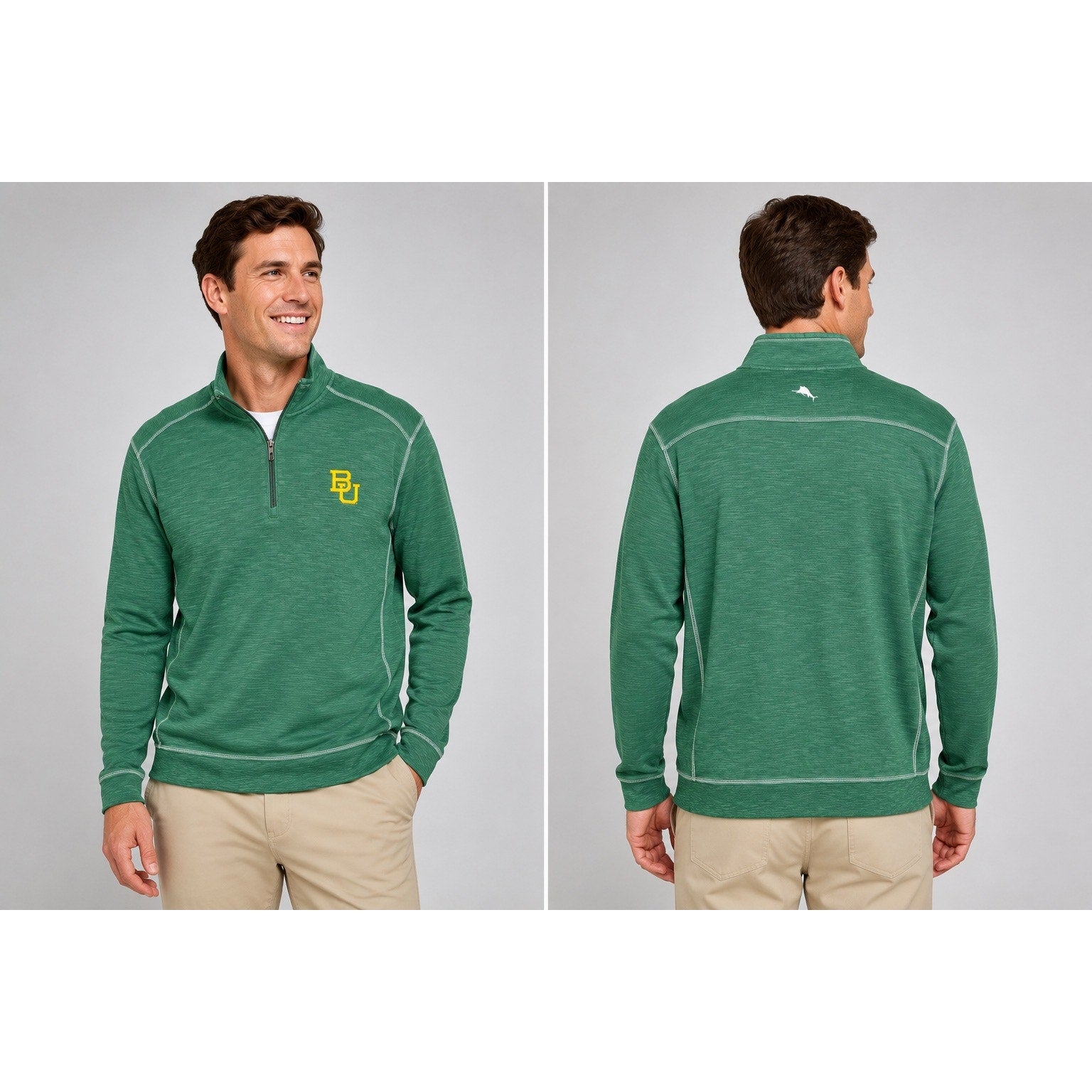 Tommy Bahama Baylor Bears Tobago Bay Half Zip Pullover in Green — Size 2XL // Preowned