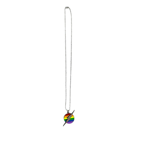Andrew Christian Lightning Rainbow Pride Necklace in Silver — One Size