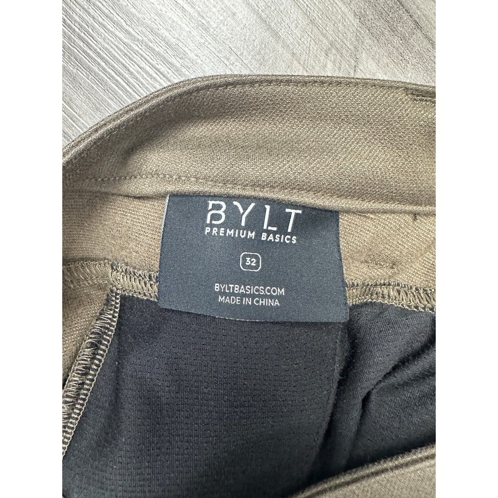 BYLT Coastal Straight Stretch Performance Trouser Pants in Dark Taupe — Size 32 // Preowned