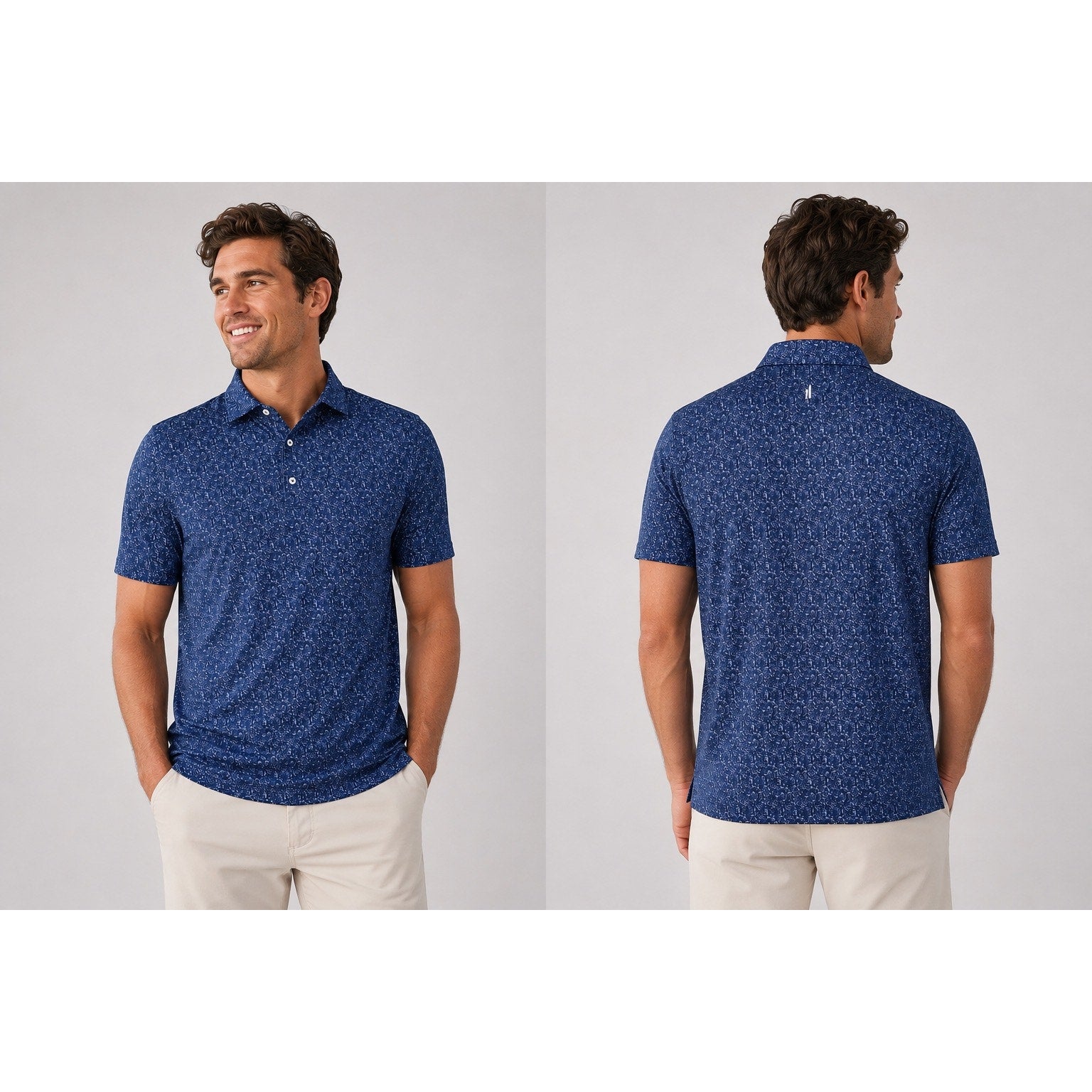 Johnnie-O Boggins Performance Jersey Golf Polo in Navy, White — Size XL // Preowned