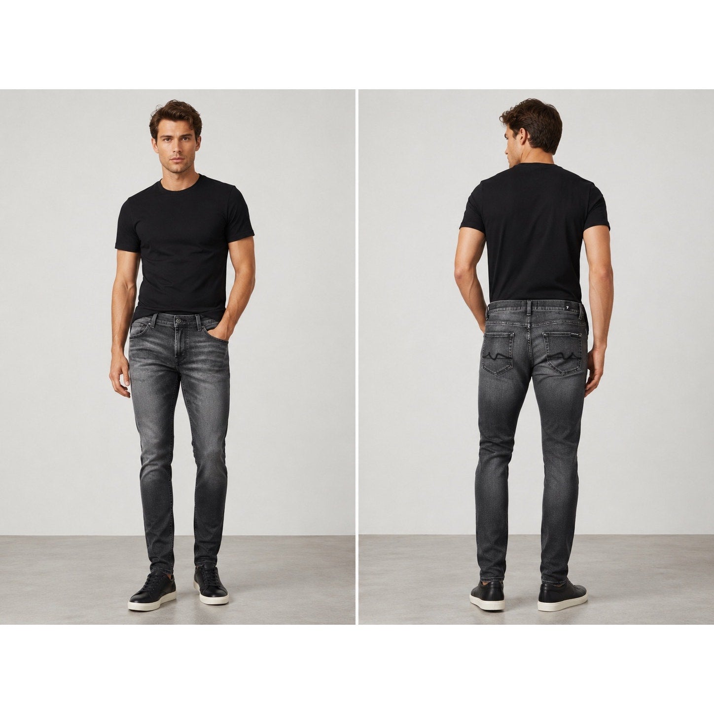 7 For All Mankind Skinny Stretch Jeans in Washed Black — Size 29 // Preowned