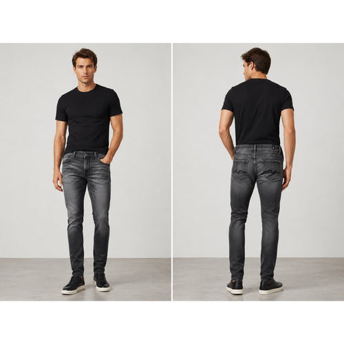 7 For All Mankind Skinny Stretch Jeans in Washed Black — Size 29 // Preowned