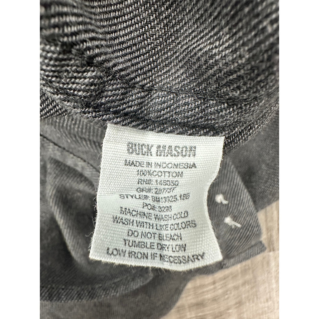 Buck Mason One Pocket Long Sleeve Button Down in Black and Charcoal — Size Large // Preowned