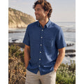 Faherty Movement Monterey Short Sleeve Button Down in Navy Dusk Diamond — Size Large // Preowned