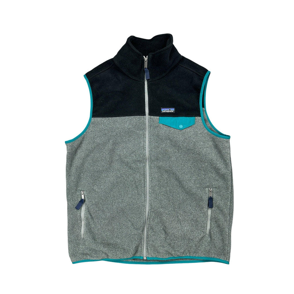 Patagonia Lightweight Synchilla Snap-T Vest in Black, Gray and Green Teal — Size Large // Preowned