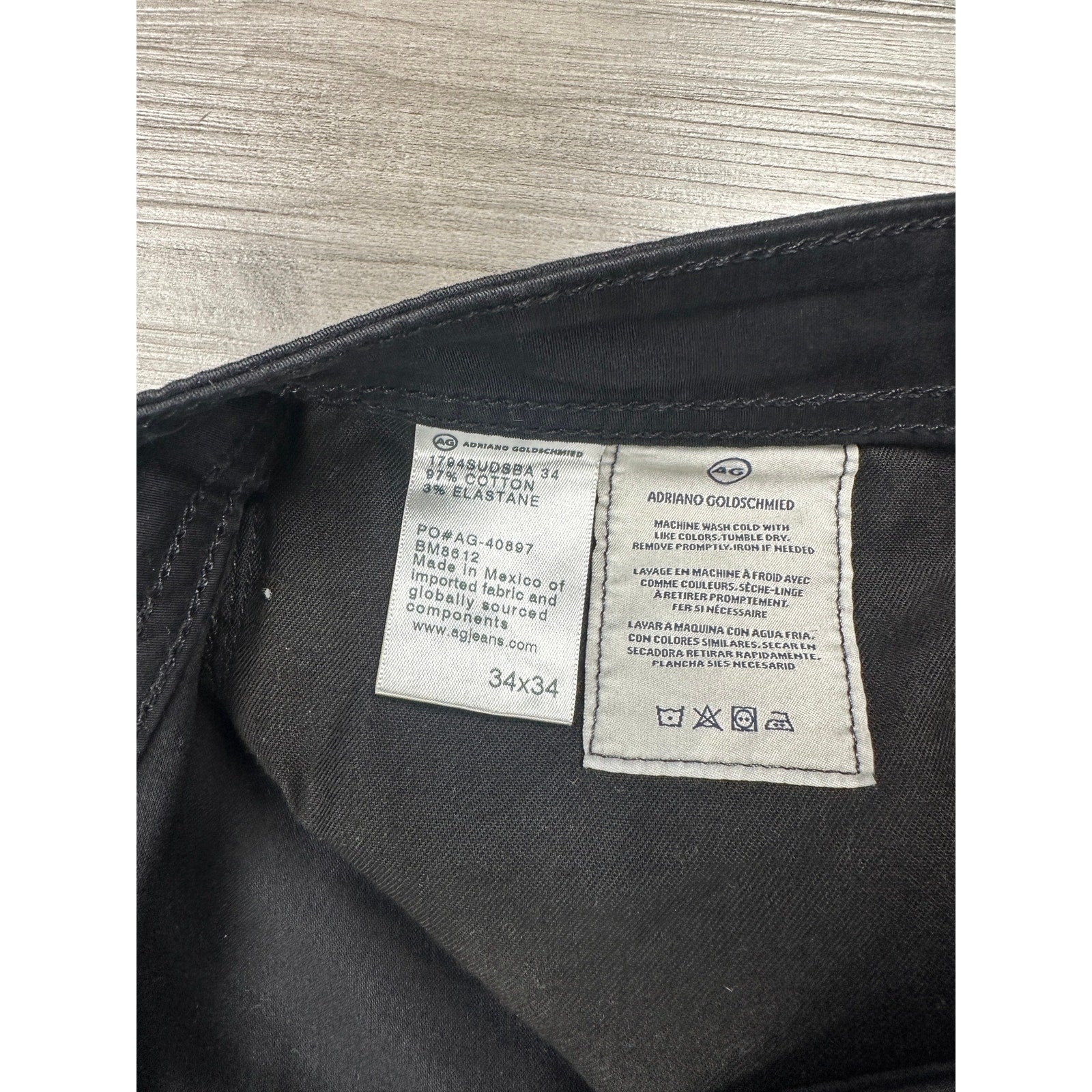 AG Adriano Goldschmied Everett Slim Straight Pants in Black — Size 34x34 // Preowned