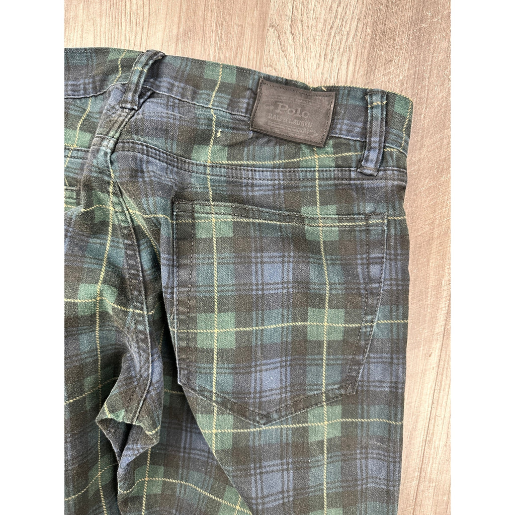 Polo Ralph Lauren Plaid Sullivan Slim Jean in Navy Green Yellow — Size 31x32 // Preowned