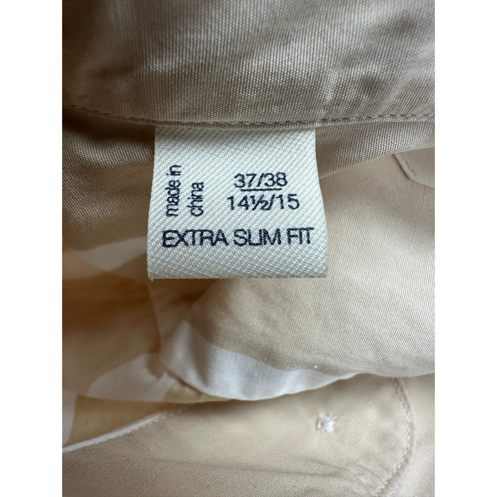 Suitsupply Albini 1876 Egyptian Cotton Extra Slim Fit Casual Long Sleeve Shirt in Tan and White — Size 14.5/15 // Preowned