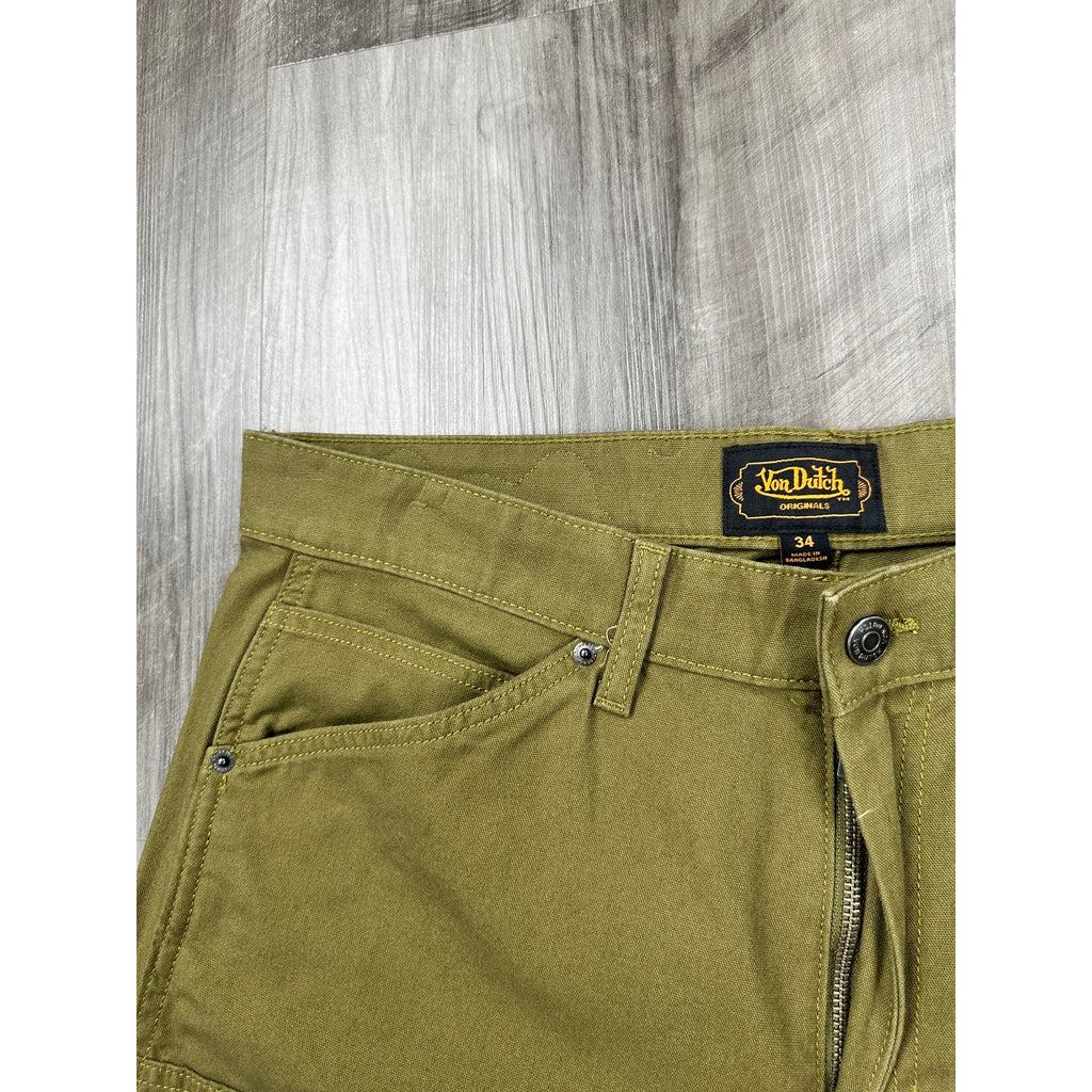 Von Dutch Straight Double-Knee Carpenter Pant in Sphagnum Green — Size 34