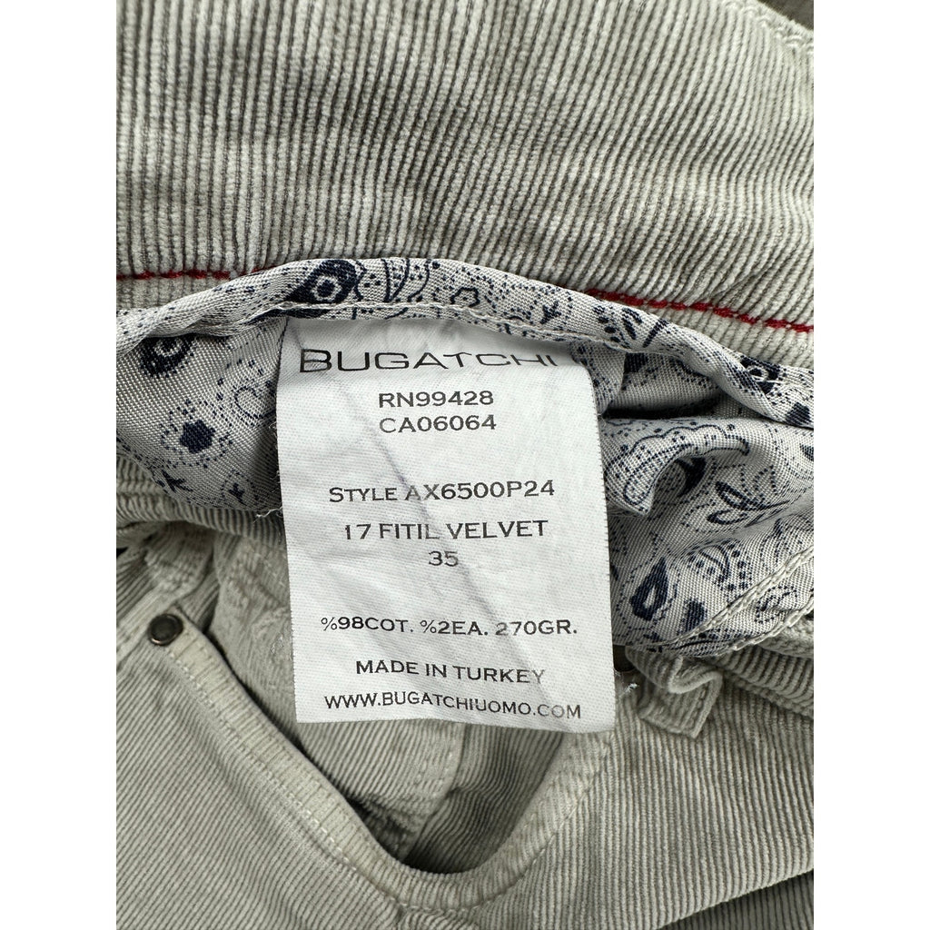 Bugatchi Fitil Velvet Corduroy Straight Pants in Stone — Size 35 // Preowned