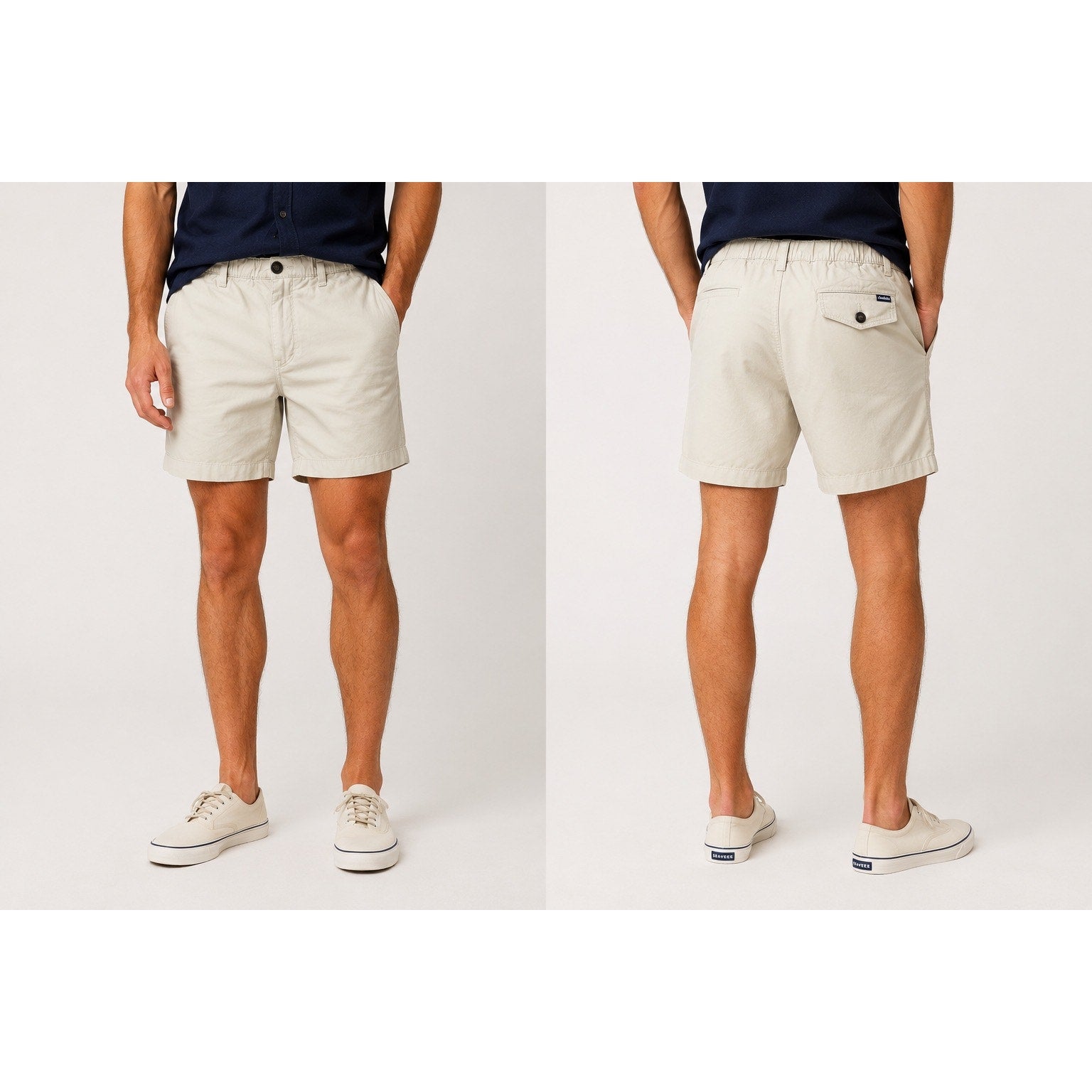 Chubbies 7-Inch Regular Fit Elastic Waist Chino Shorts in Khaki — Size Large // Preowned