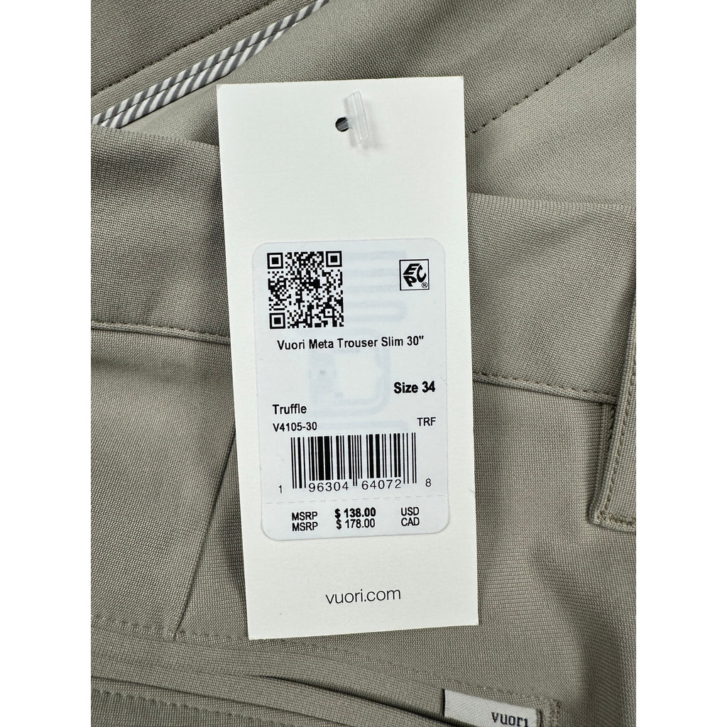 Vuori Meta Trouser Athletic Slim Fit 30" Pants — Size 34