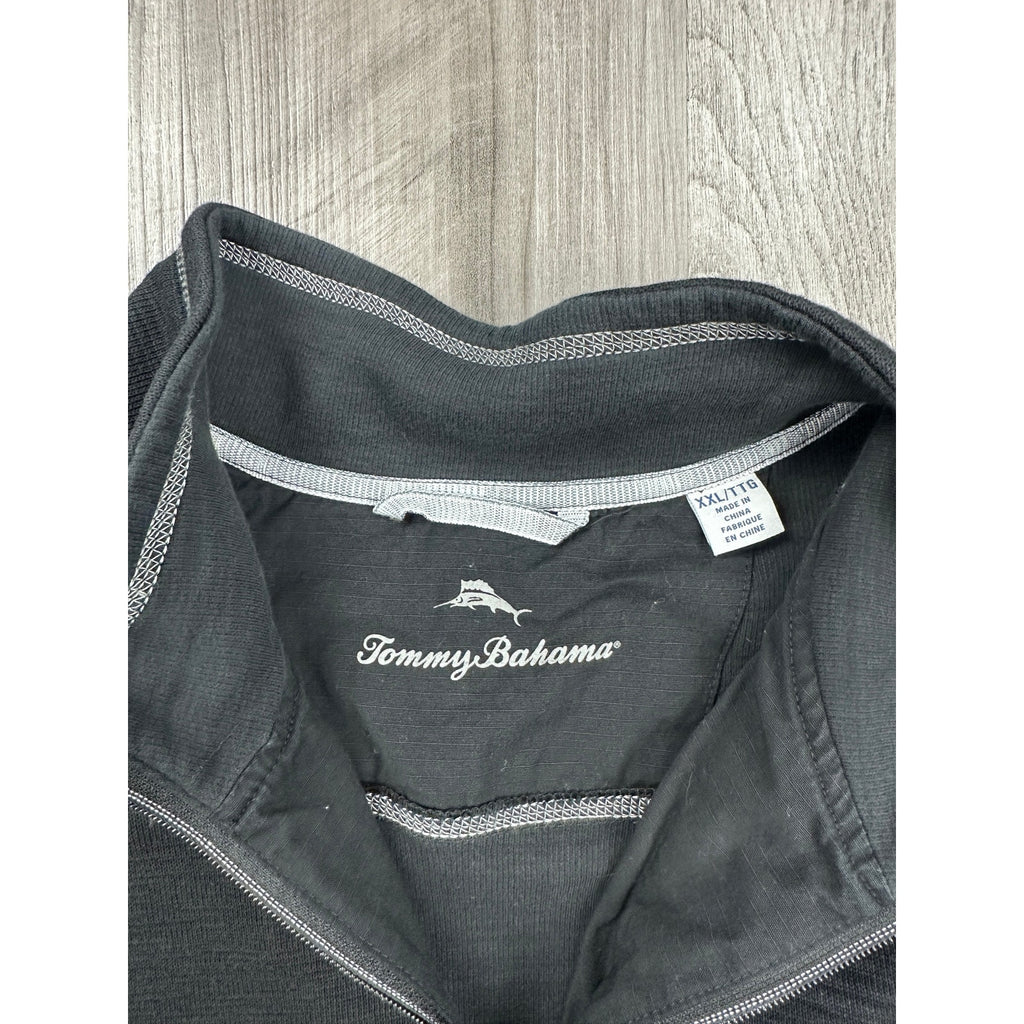 Tommy Bahama Montego Beach Mock Neck Quarter Zip Pullover in Black — Size 2XL // Preowned
