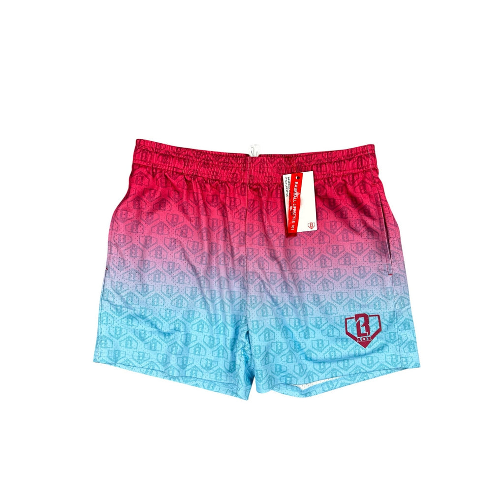 Baseball Lifestyle 101 Gradient Mesh Athletic Shorts in Cotton Candy — Size Medium