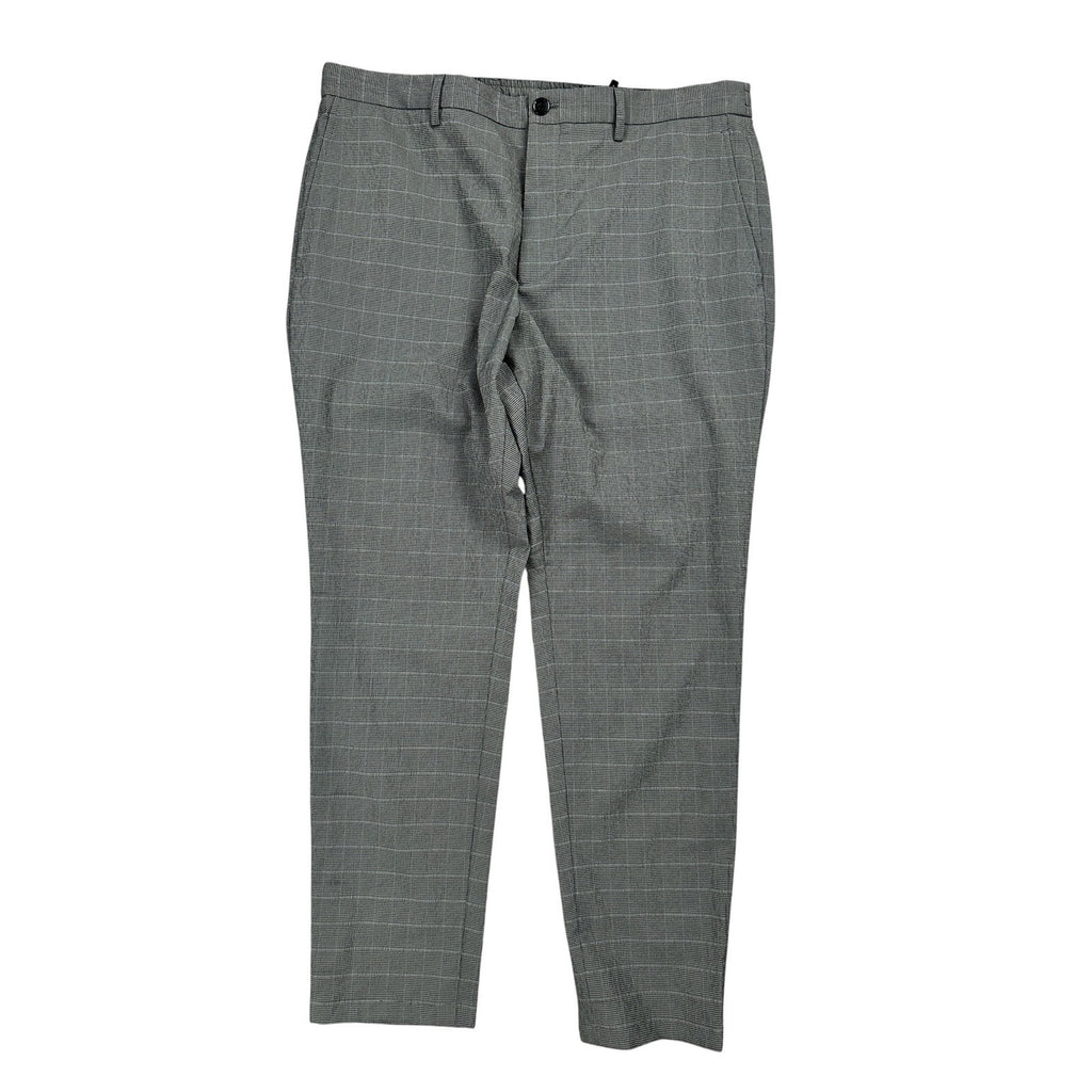 Theory Zaine Seersucker Kelso Check Drawstring Pants in Gray Charcoal and White — Size 36 // Preowned