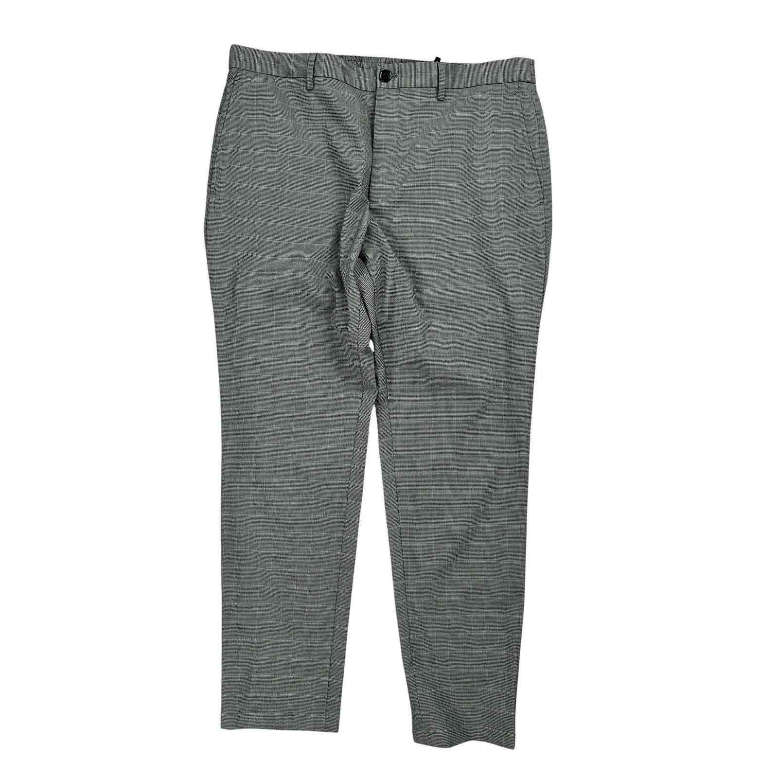 Theory Zaine Seersucker Kelso Check Drawstring Pants in Gray Charcoal and White — Size 36 // Preowned