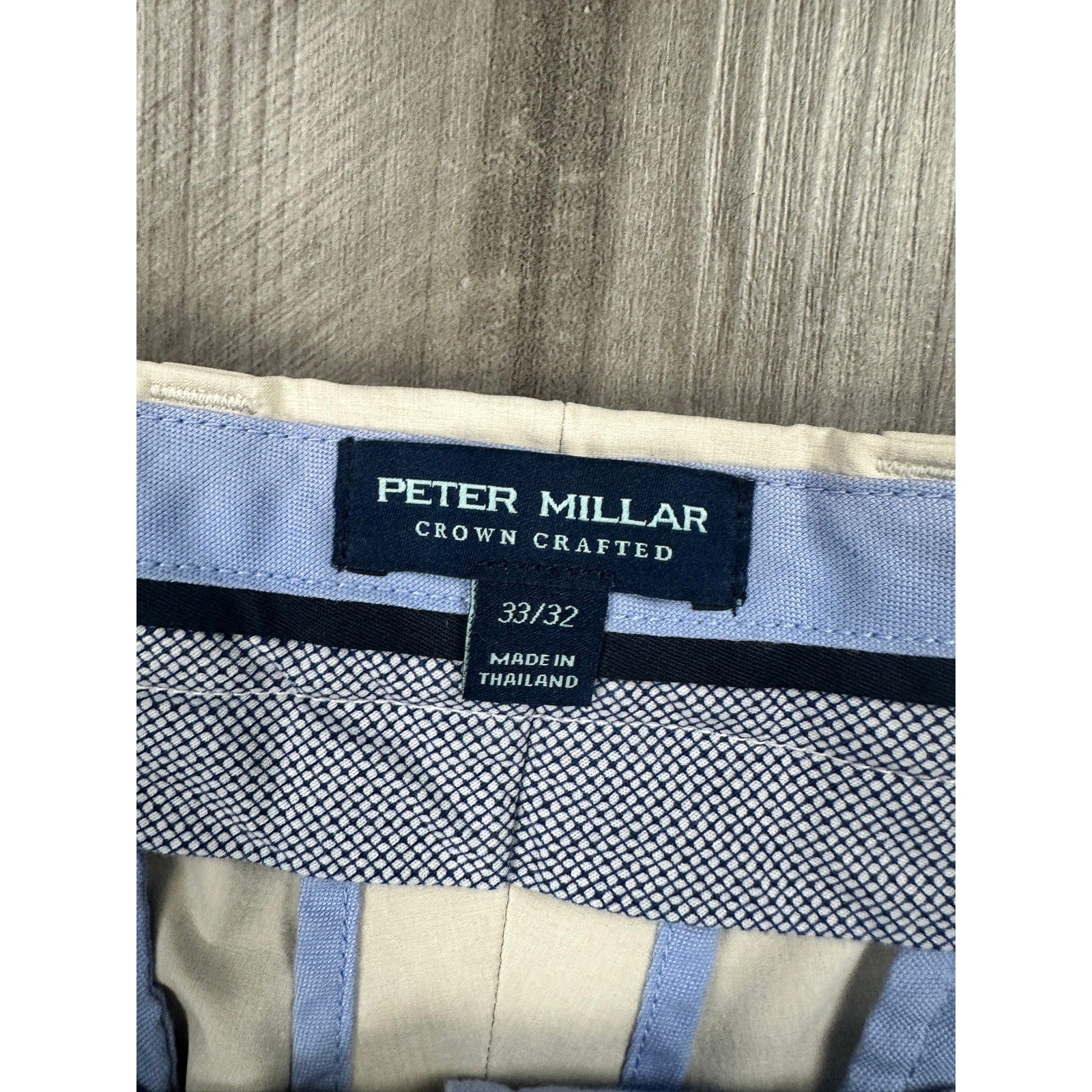 Peter Millar Surge Tailored Fit Crown Crafted Trouser Pants in Stone — Size 33x32 // Preowned