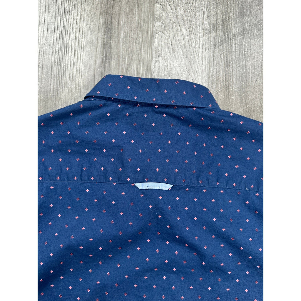 7 Diamonds Systematic Fit Short Sleeve Button Down in Navy Red — Size Medium // Preowned