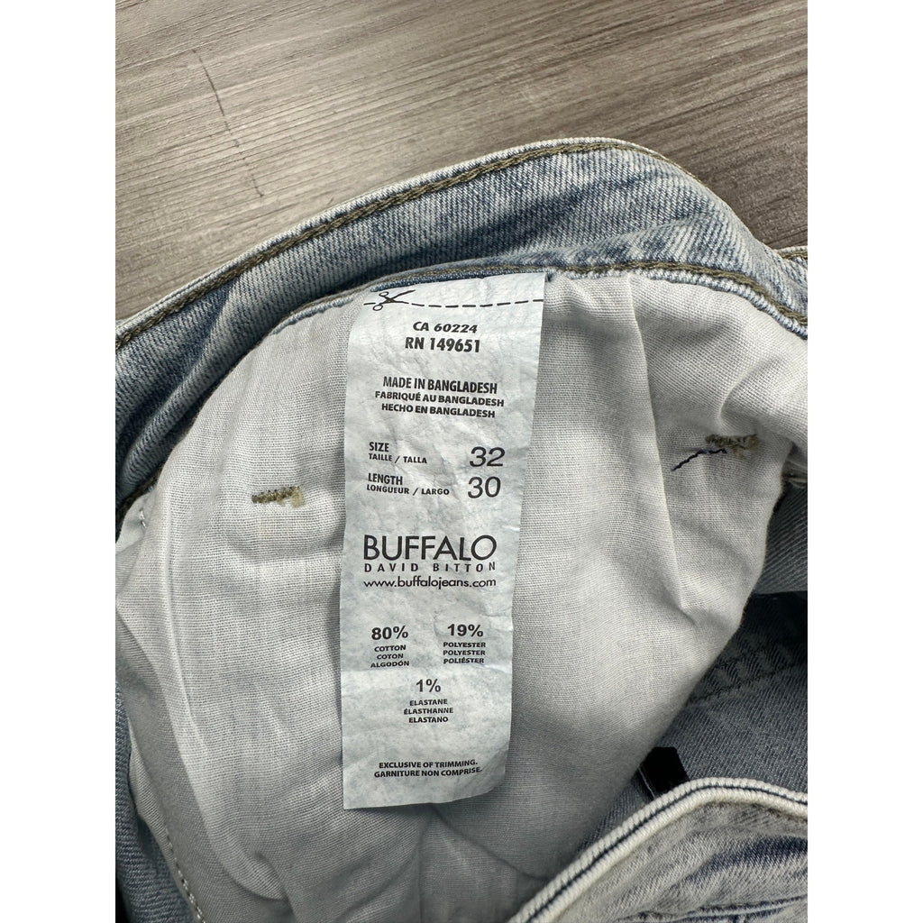 Buffalo David Bitton Ash Slim Fit Stretch Jean in Bleached and Blasted — Size 32x30