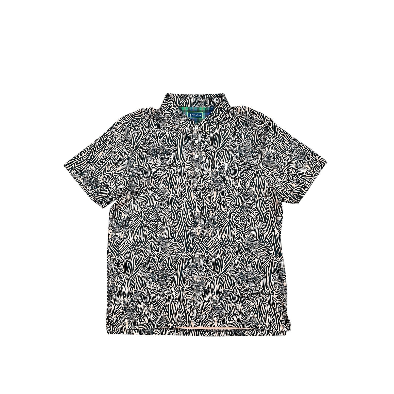 William Murray Earn Your Stripes Zebra Performance Golf Polo in Tan, Black — Size XL // Preowned