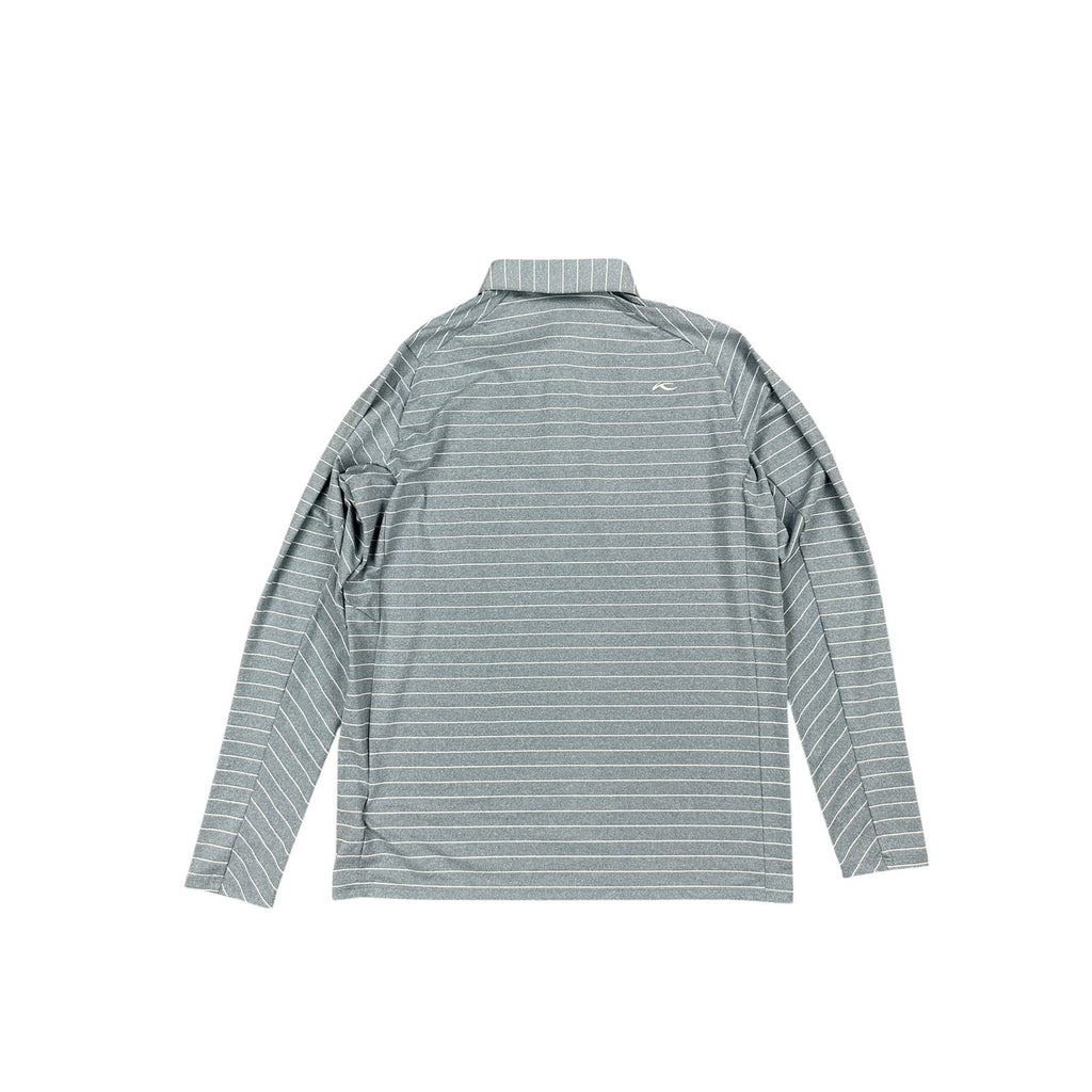 KJUS Soren Melange Stripe Long Sleeve Polo in Atlanta Blue, White — Size 50 (Medium)