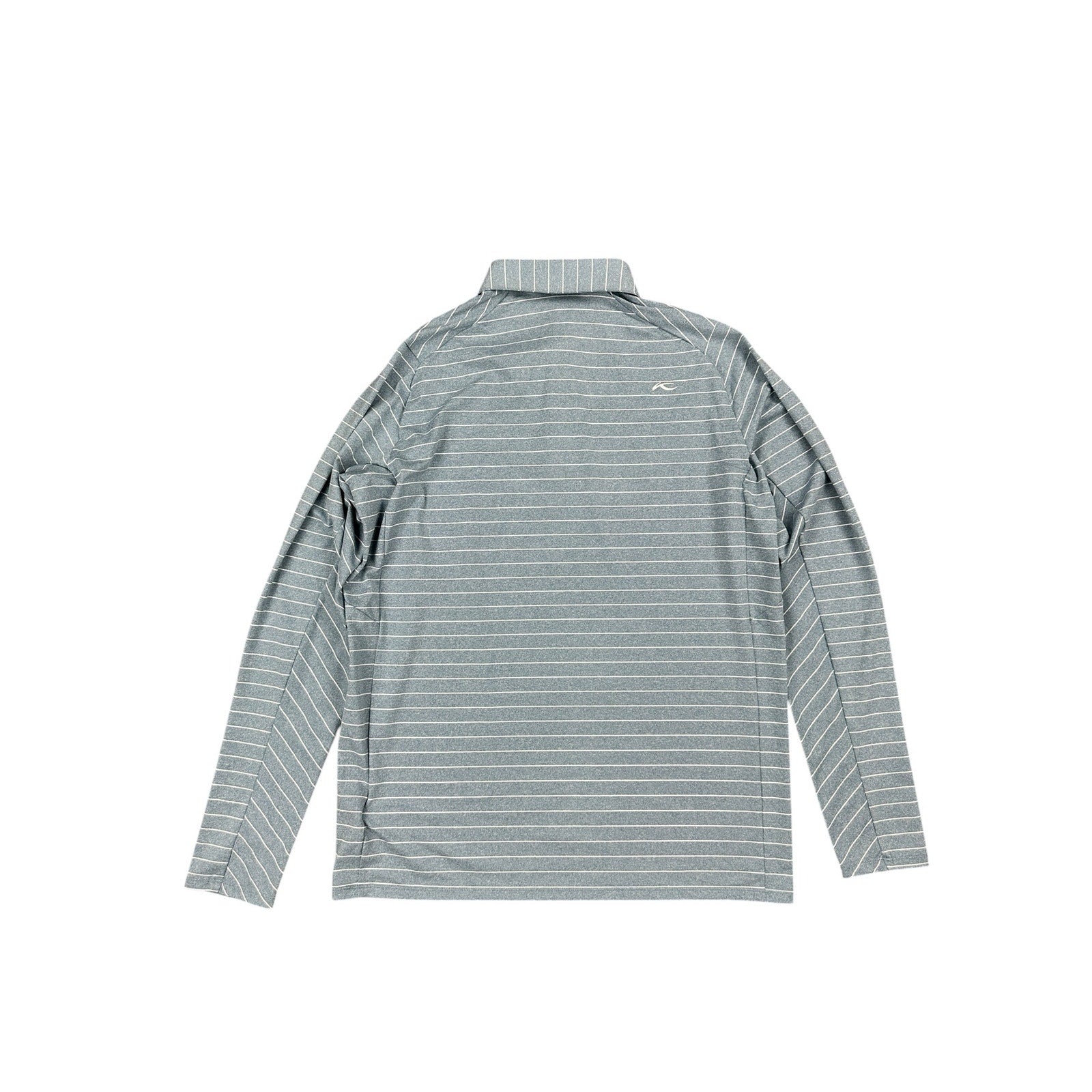 KJUS Soren Melange Stripe Long Sleeve Polo in Atlanta Blue, White — Size 50 (Medium)