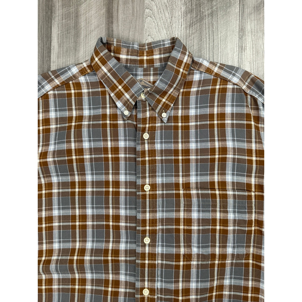 Bills Khakis Double Brushed Plaid Flannel Long Sleeve Button Down Shirt — Size Large // Preowned