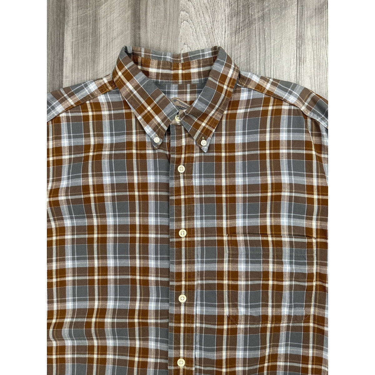 Bills Khakis Double Brushed Plaid Flannel Long Sleeve Button Down Shirt — Size Large // Preowned