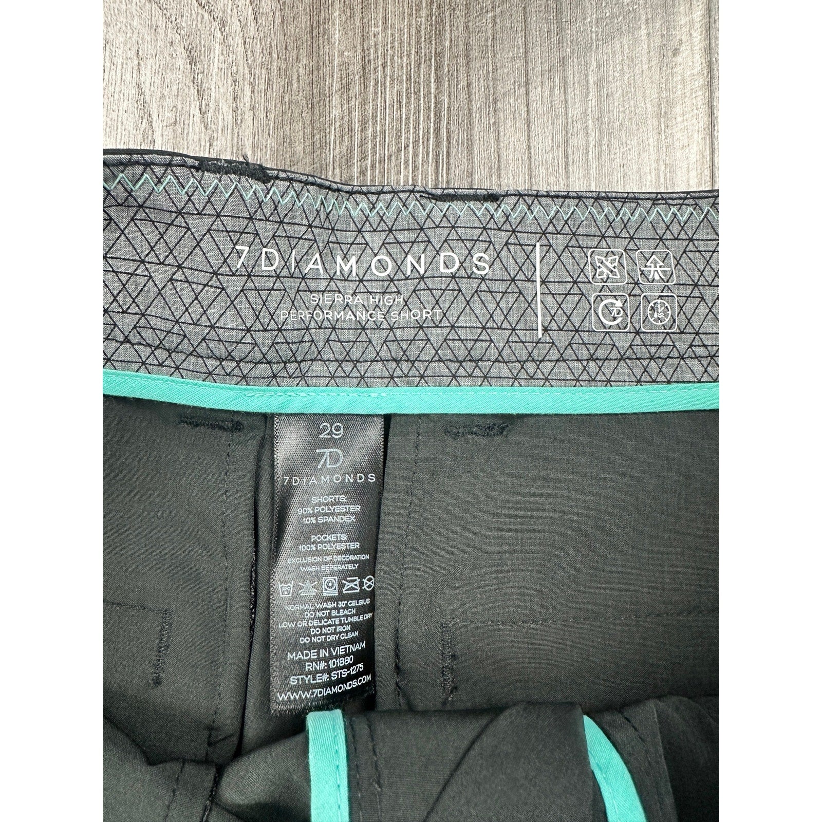 7 Diamonds Sierra High Performance Shorts in Black — Size 29