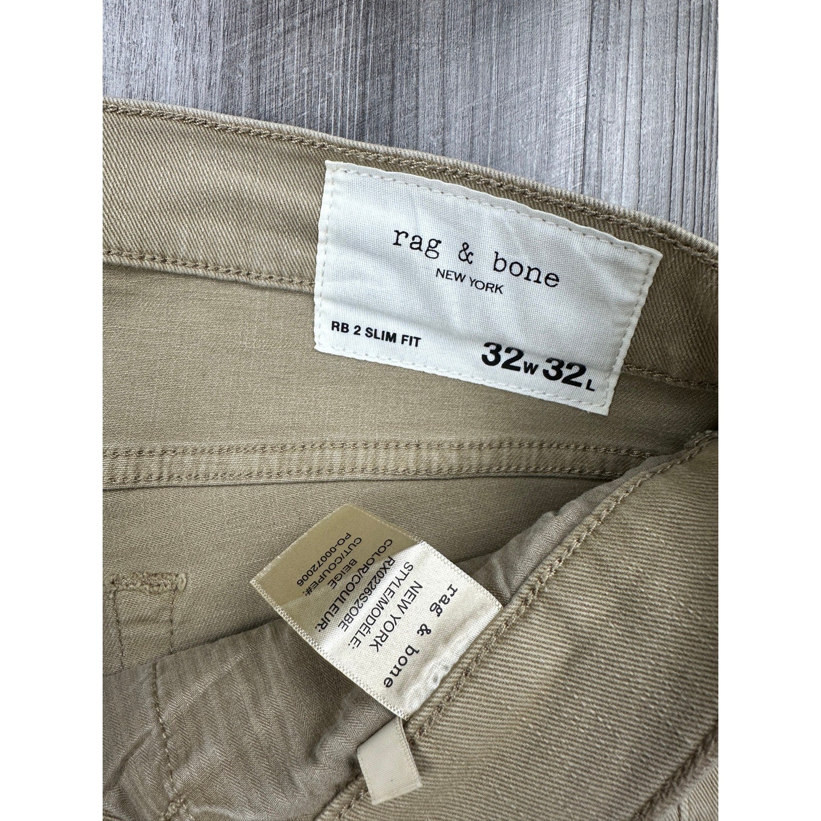 Rag & Bone RB 2 Slim Fit Jeans in Beige — Size 32x32