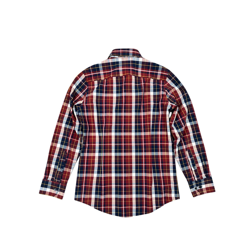 Mizzen+Main Leeward Performance Plaid Trim Fit Long Sleeve Button Down in Red, Navy, Yellow — Size Small // Preowned