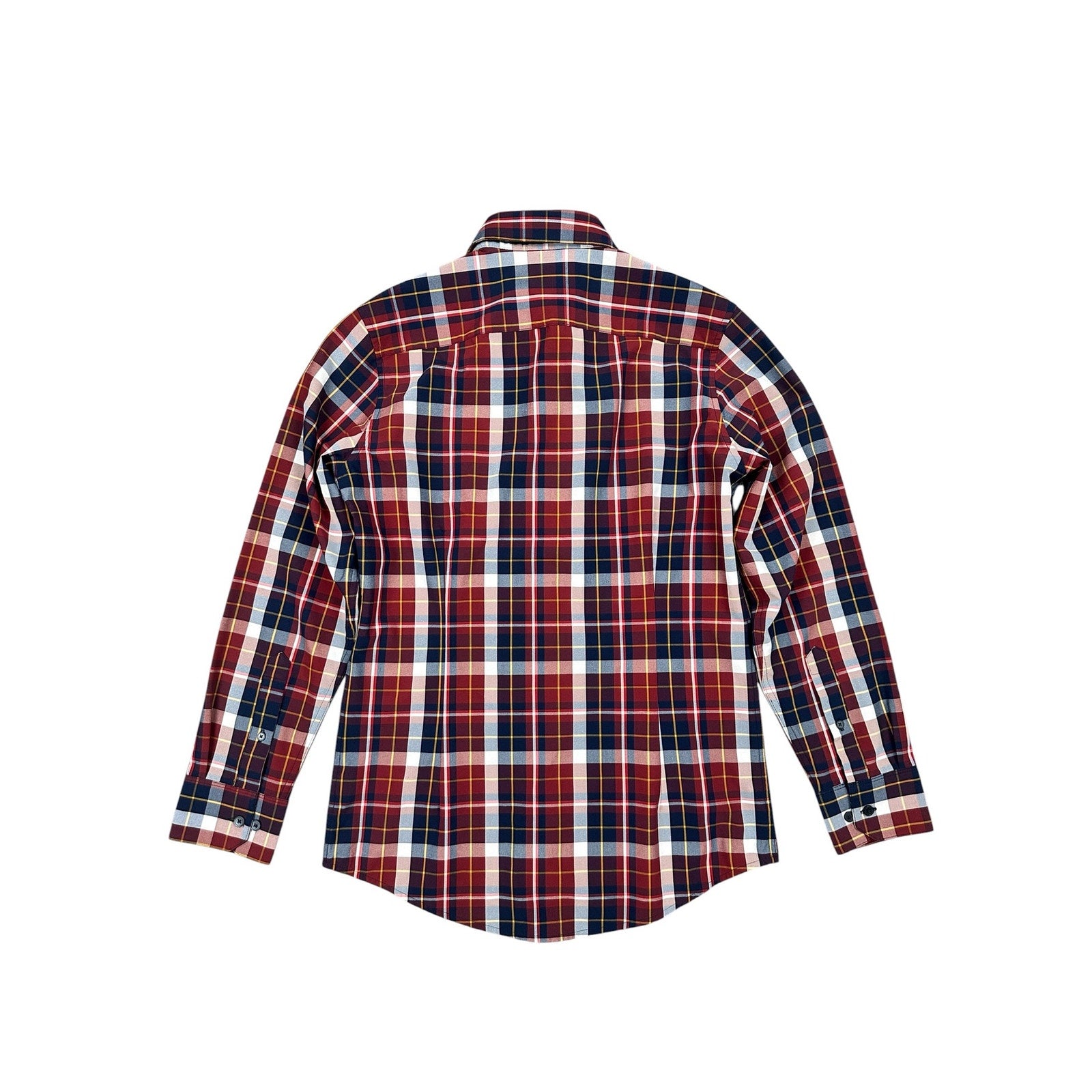 Mizzen+Main Leeward Performance Plaid Trim Fit Long Sleeve Button Down in Red, Navy, Yellow — Size Small // Preowned