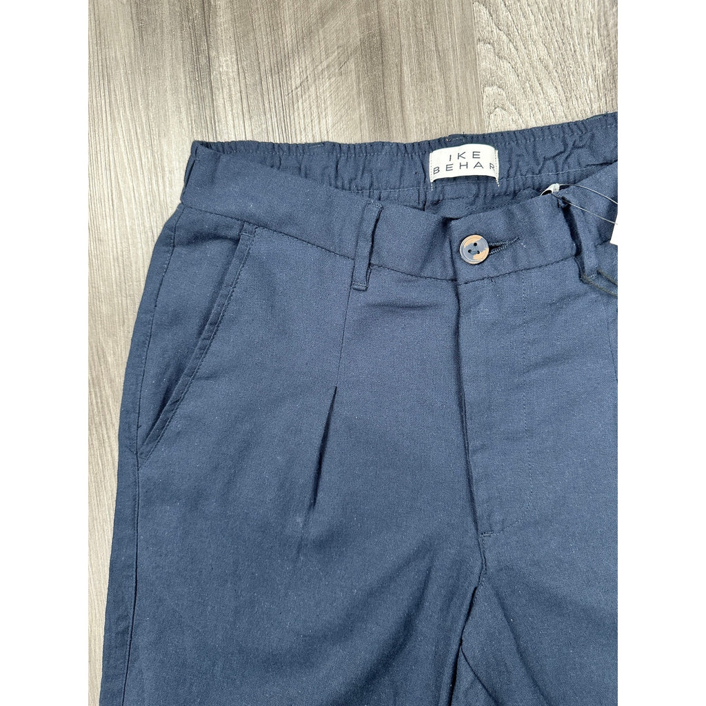 Ike Behar Unstructured Suit in Dark Navy Cotton Linen Spandex — Size Small