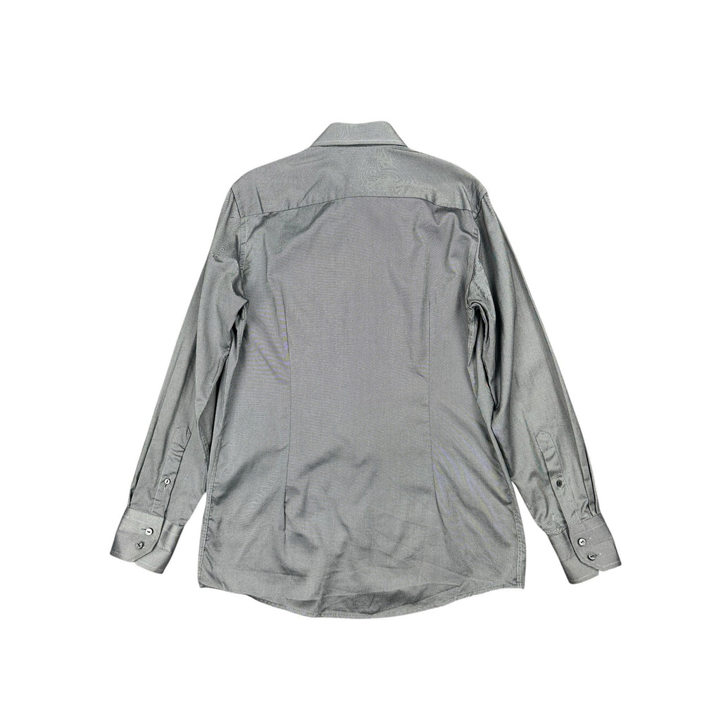 Eton Twill Weave Wrinkle Free Long Sleeve Button Down in Gray, Black — Size 16/41 (Large) // Preowned