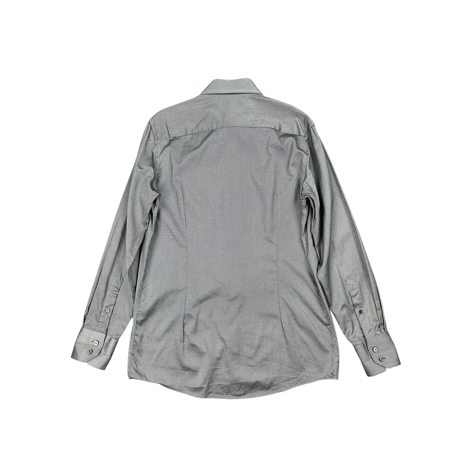 Eton Twill Weave Wrinkle Free Long Sleeve Button Down in Gray, Black — Size 16/41 (Large) // Preowned