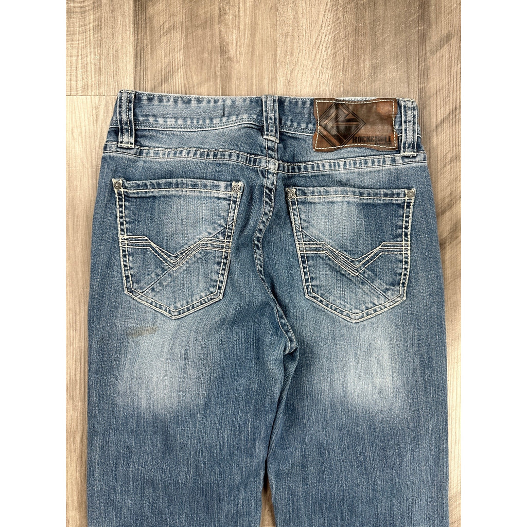 Rock & Roll Denim Double Barrel Relaxed Straight Leg Jean in Blue — Size 29x32 // Preowned