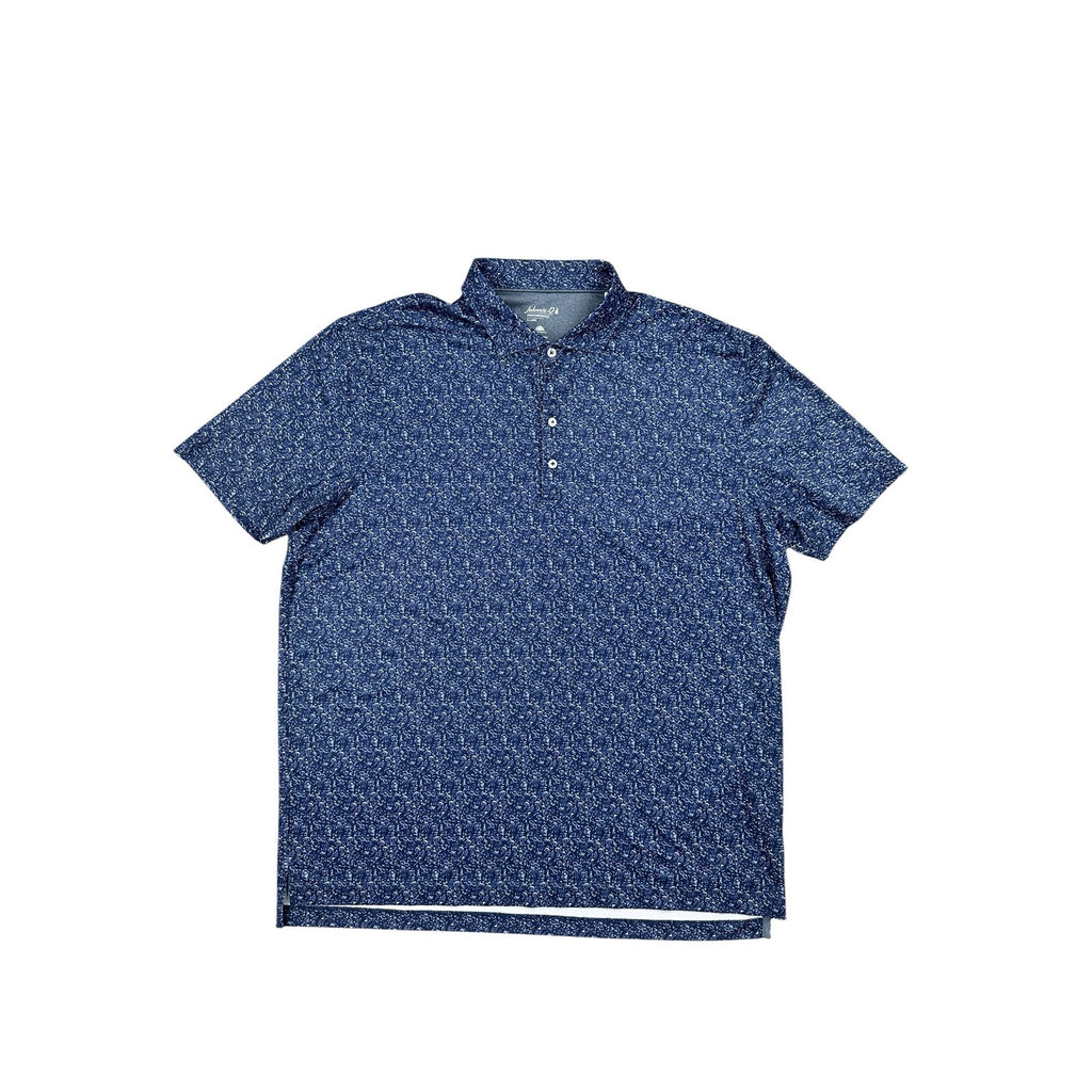 Johnnie-O Boggins Performance Jersey Golf Polo in Navy, White — Size XL // Preowned