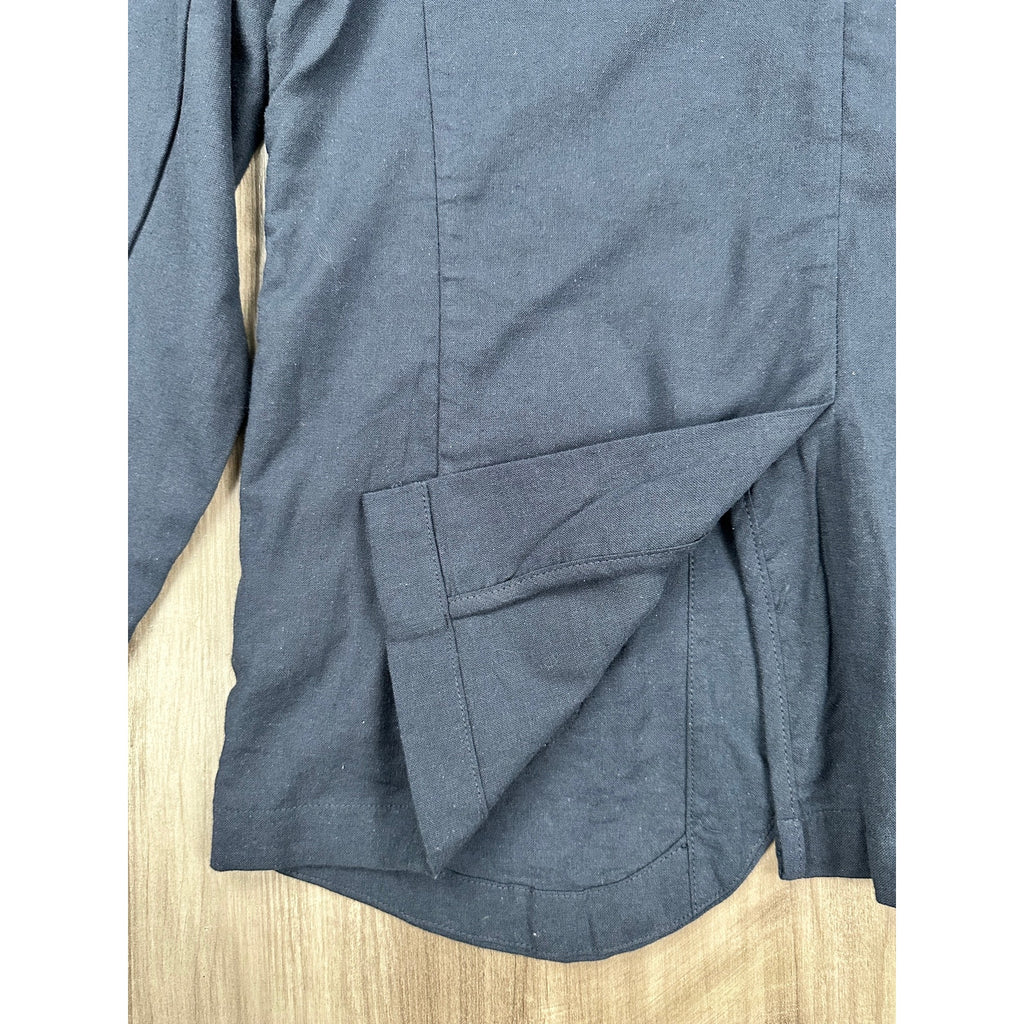 Ike Behar Unstructured Suit in Dark Navy Cotton Linen Spandex — Size Medium