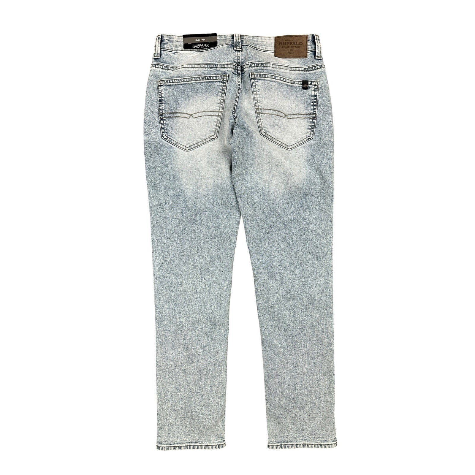 Buffalo David Bitton Slim Ash Stretch Jeans in Bleached and Blasted — Size 30x30