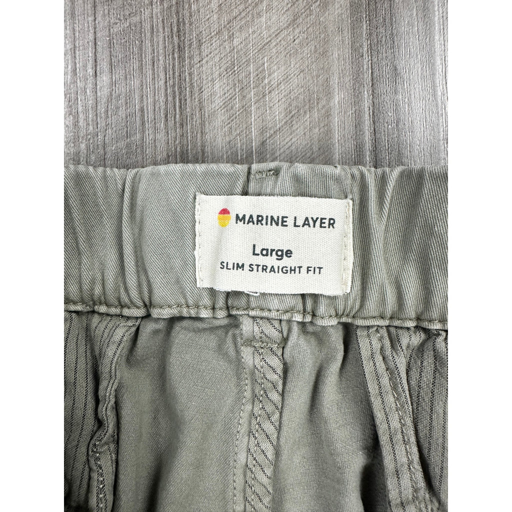 Marine Layer Slim Straight Saturday Twill Chino Pants in Green Khaki — Size Large // Preowned