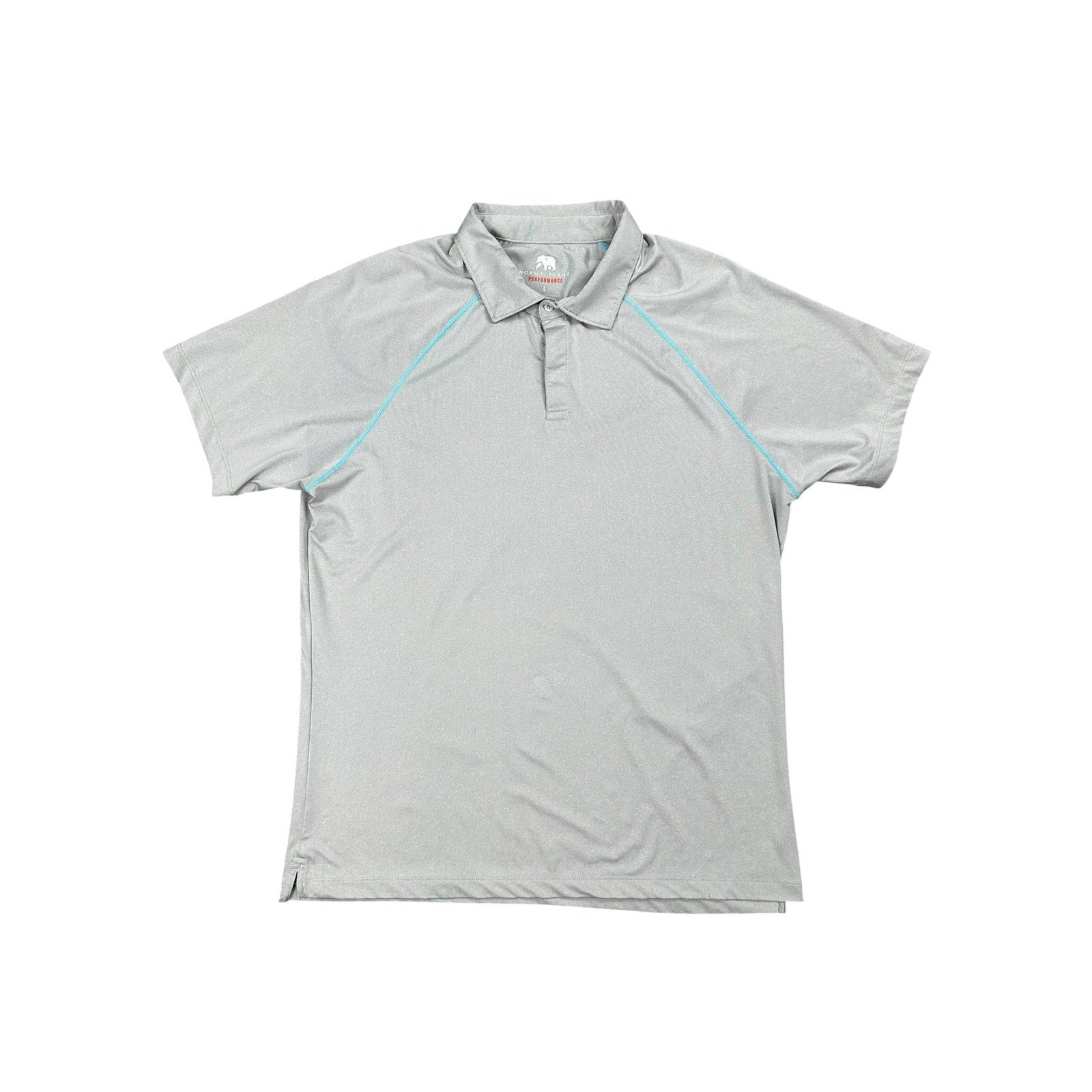 Normal Brand Performance Pique Polo in Grey with Turquoise Stitching — Size Large // Preowned