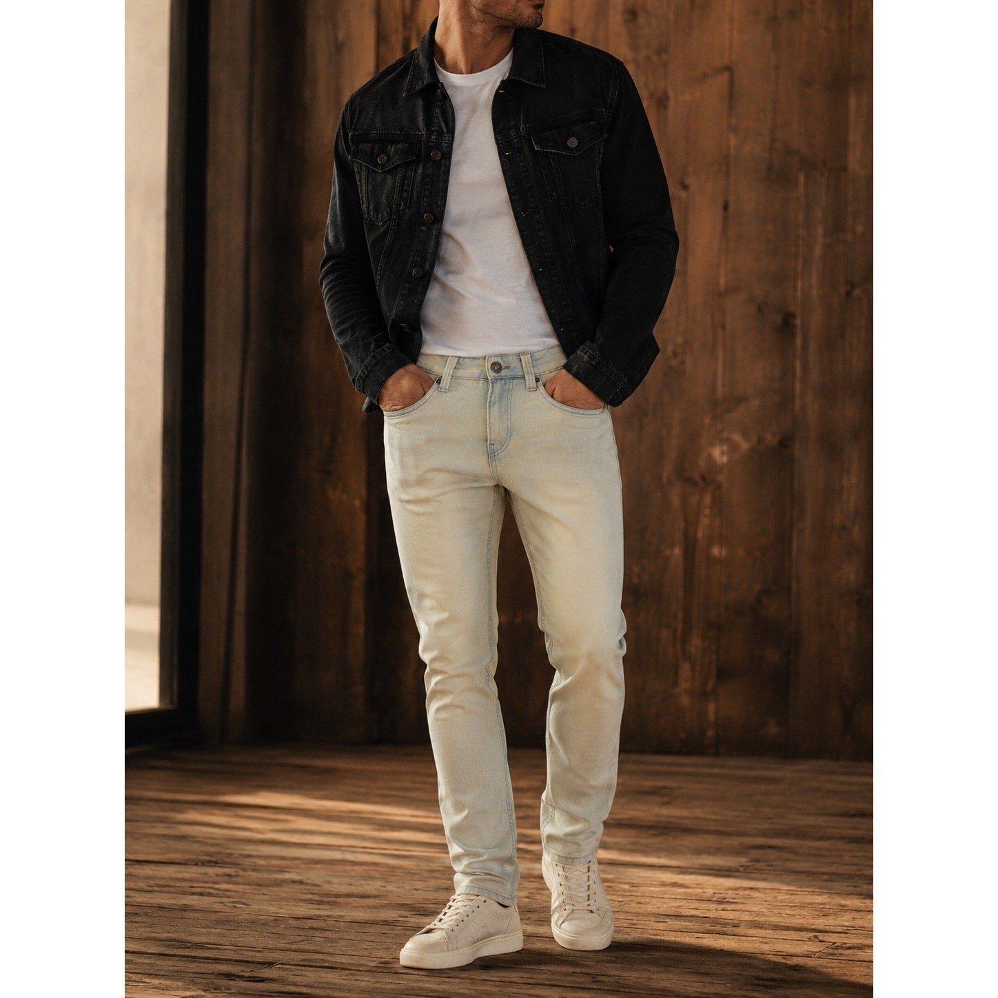 Buffalo David Bitton Ash Slim Stretch Jean in Dirty Blasted Wash — Size 30x30