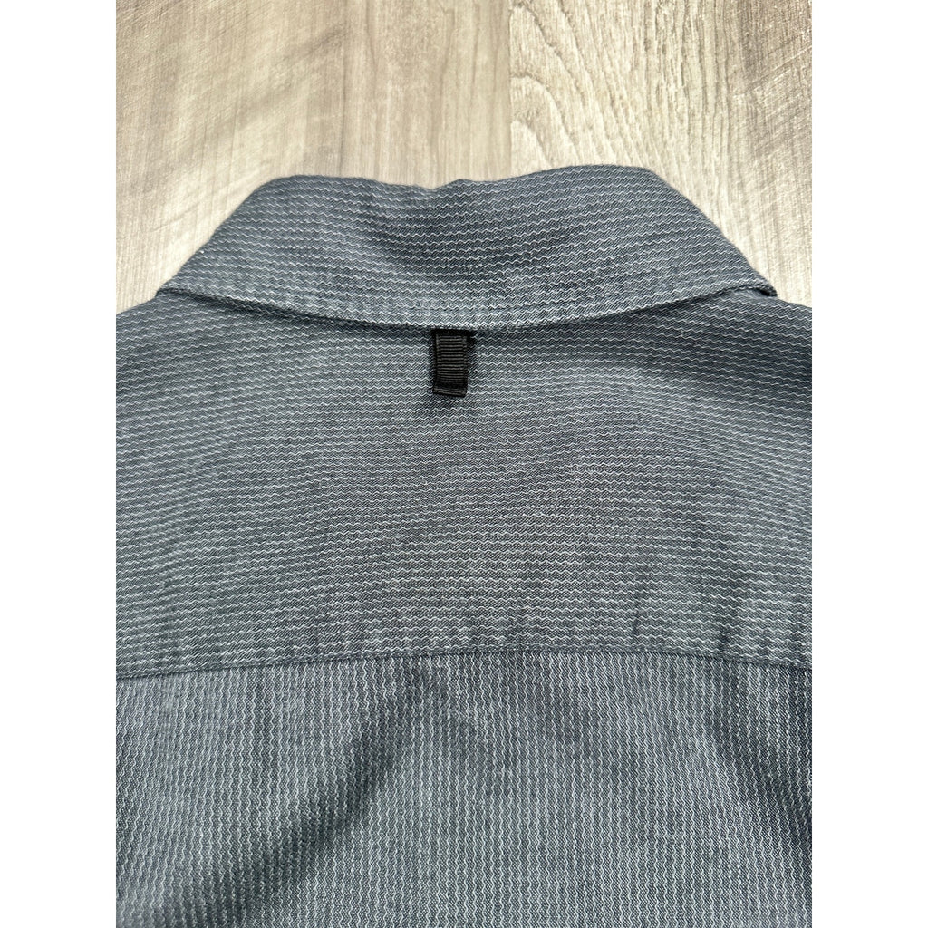 rag and bone Zane Poplin Wave Pinstripe Long Sleeve Button Down in Black and Gray — Size Large