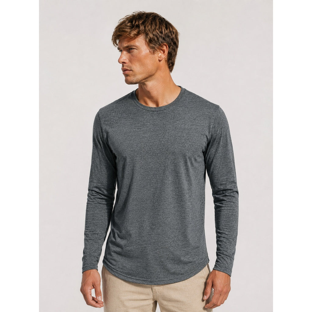 GoodLife Long Sleeve Crew Neck Tee in Heather Charcoal — Size Large