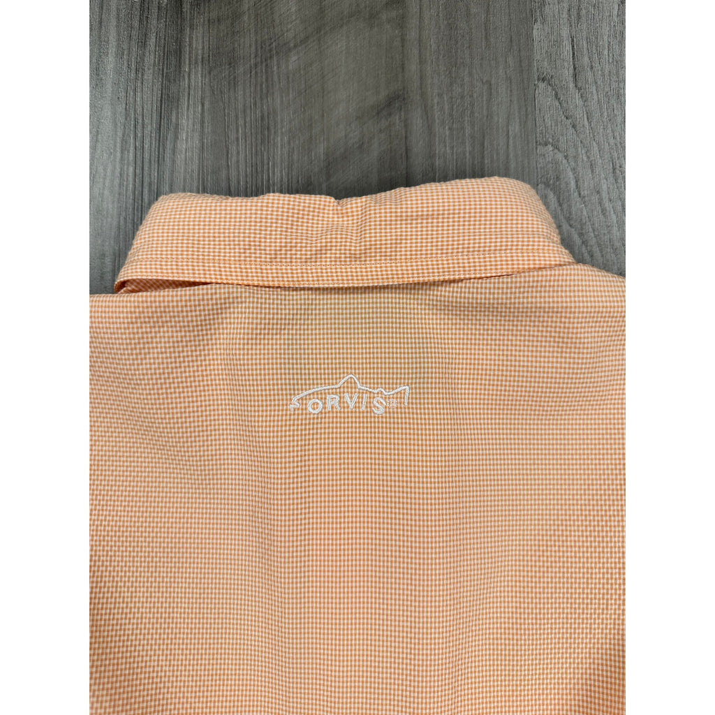 Orvis Open Air Caster UPF 40+ Vented Long Sleeve Fishing Button Down in Orange White — Size Small // Preowned