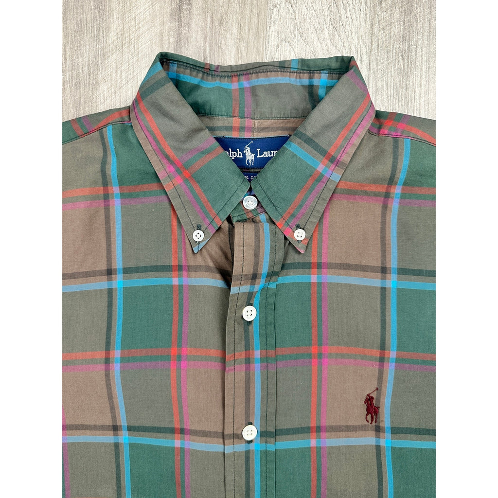 Ralph Lauren Vintage Plaid Long Sleeve Button Down Shirt — Size 16/34 (Large) // Preowned