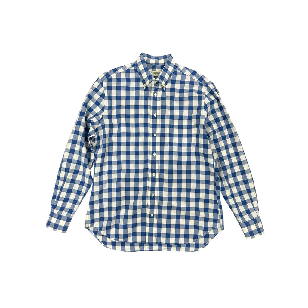 Gitman Bros. Made in USA Checkered Long Sleeve Button Down in Blue and White — Size Large // Preowned