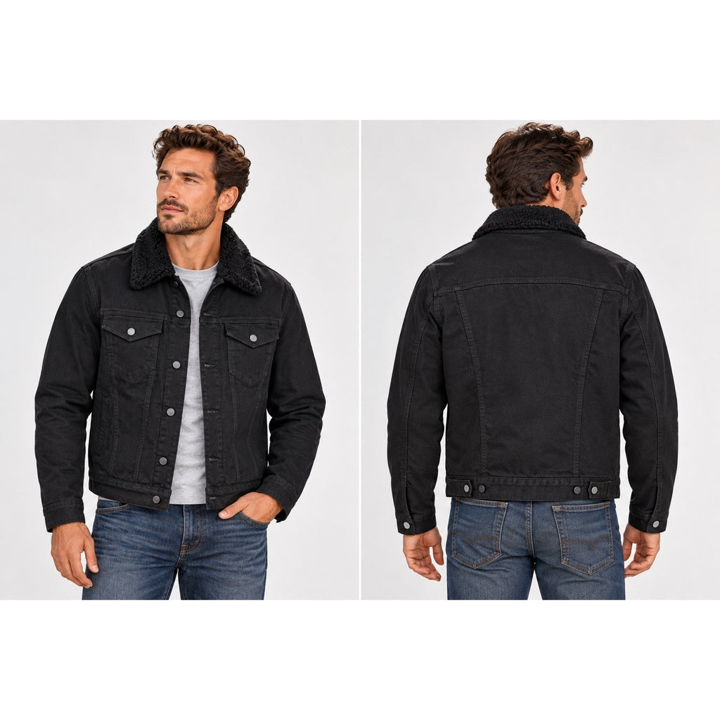 Tecovas Overnight Trucker Sheepskin Collar Denim Jacket — Size Medium // Preowned